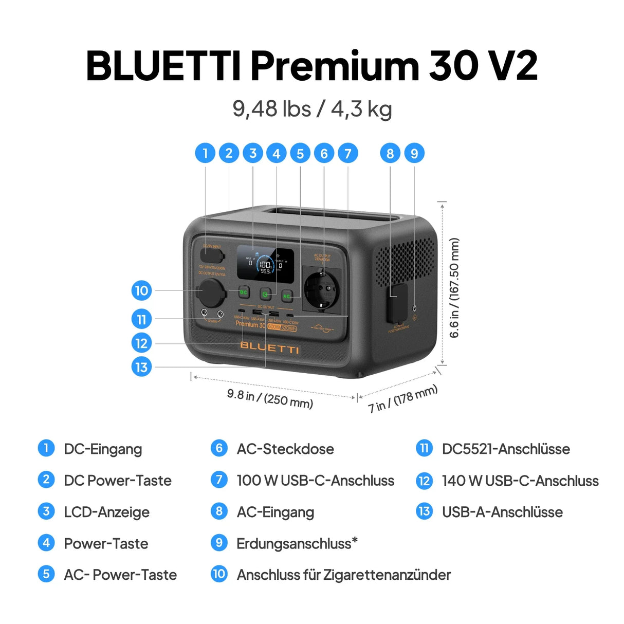 BLUETTI Premium 30 V2 Tragbare Powerstation I 600W 320Wh - SEV