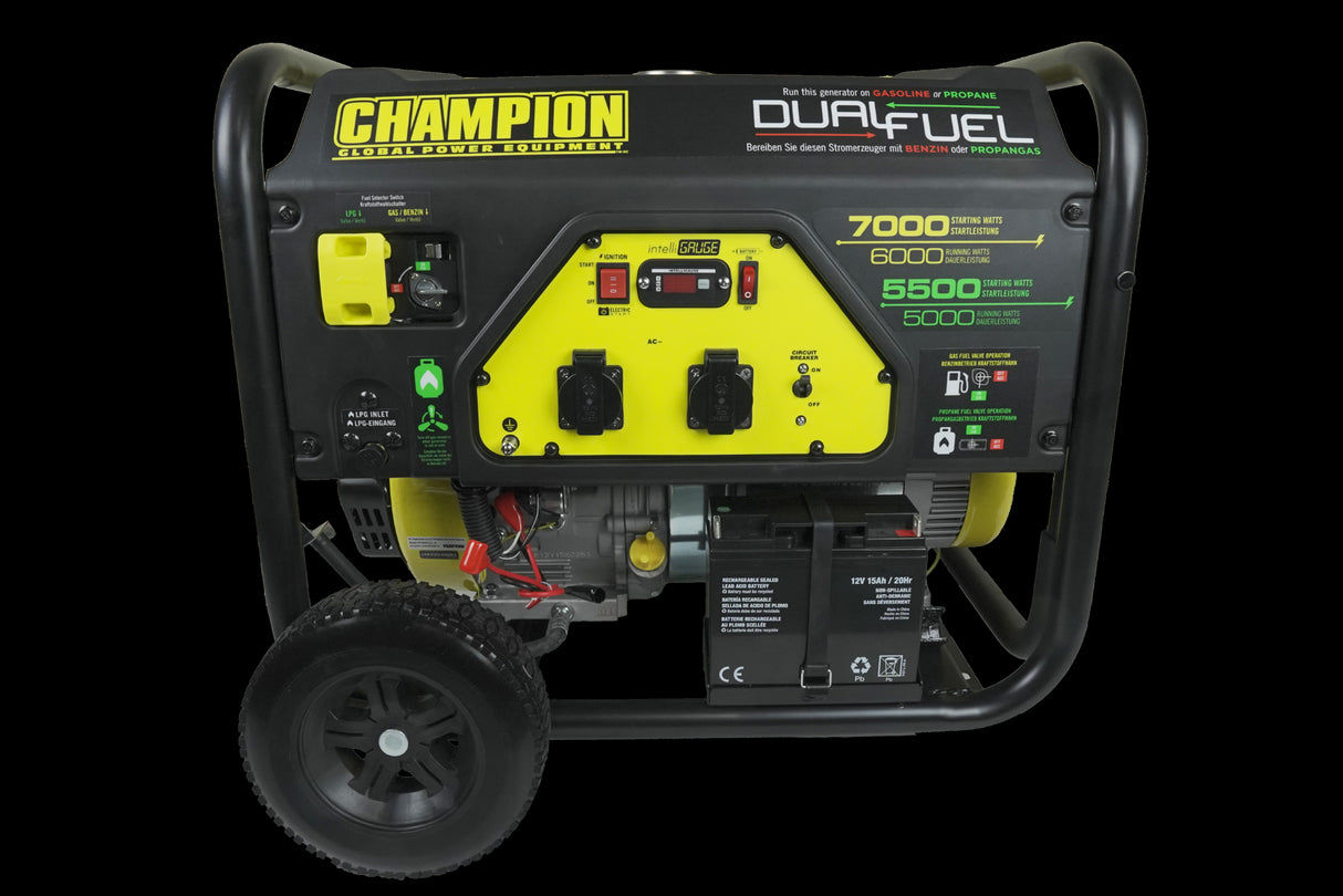 Power generator CHAMPION 7000 Watt LPG Dual Fuel Generator with electric starter