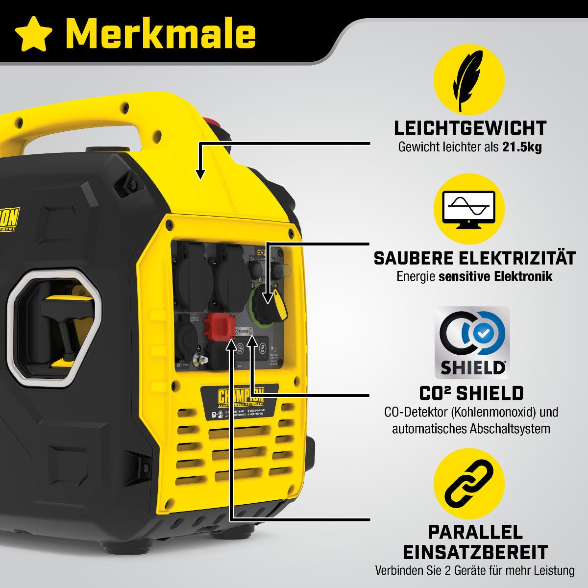 Stromerzeuger CHAMPION 3000 Watt Dual-Fuel Inverter Generator – The Atom Fusion - SEV