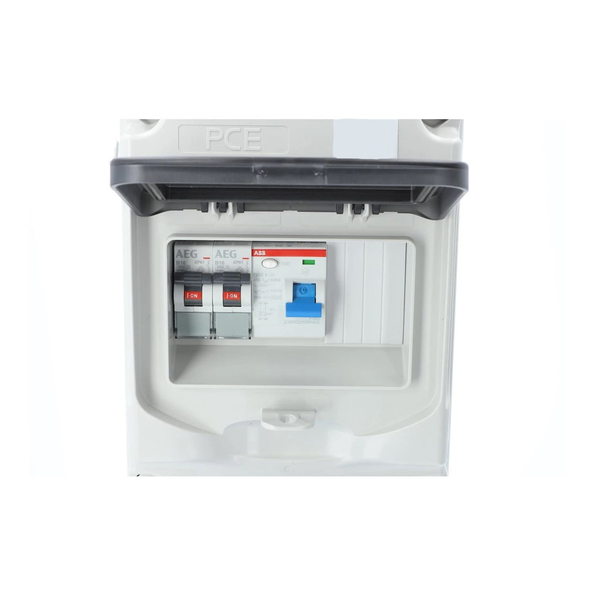 Mobile power distributor CEE 32A 230V to CEE/Schuko 16A 230V with residual current circuit breaker