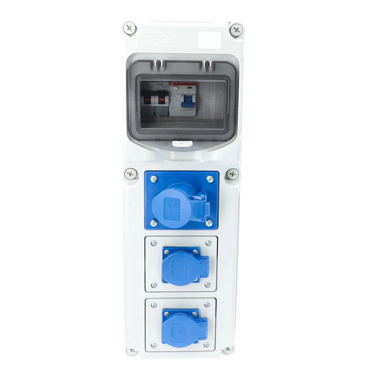 Mobile power distributor CEE 32A 230V to CEE/Schuko 16A 230V with residual current circuit breaker