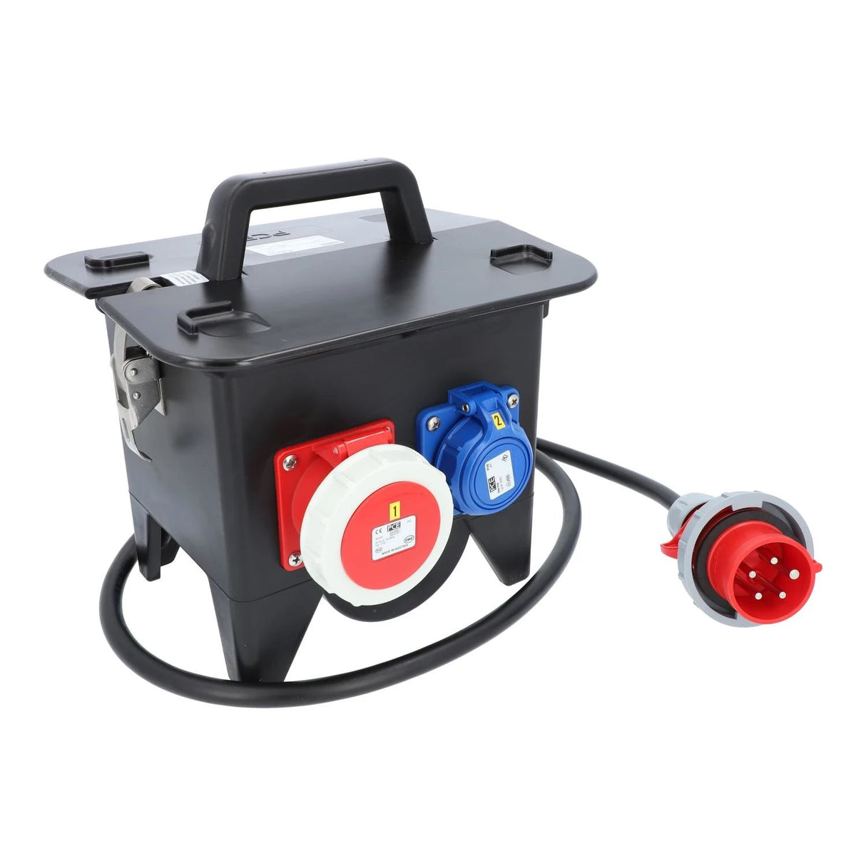 Mobile distributor power distributor RIED Model 3 with 1.5 m H07RN-F 5G 2.5 mm² rubber cable with CEE plug 400V 16A 5-pin 2x CEE socket 16A 2x Schuko socket IP54