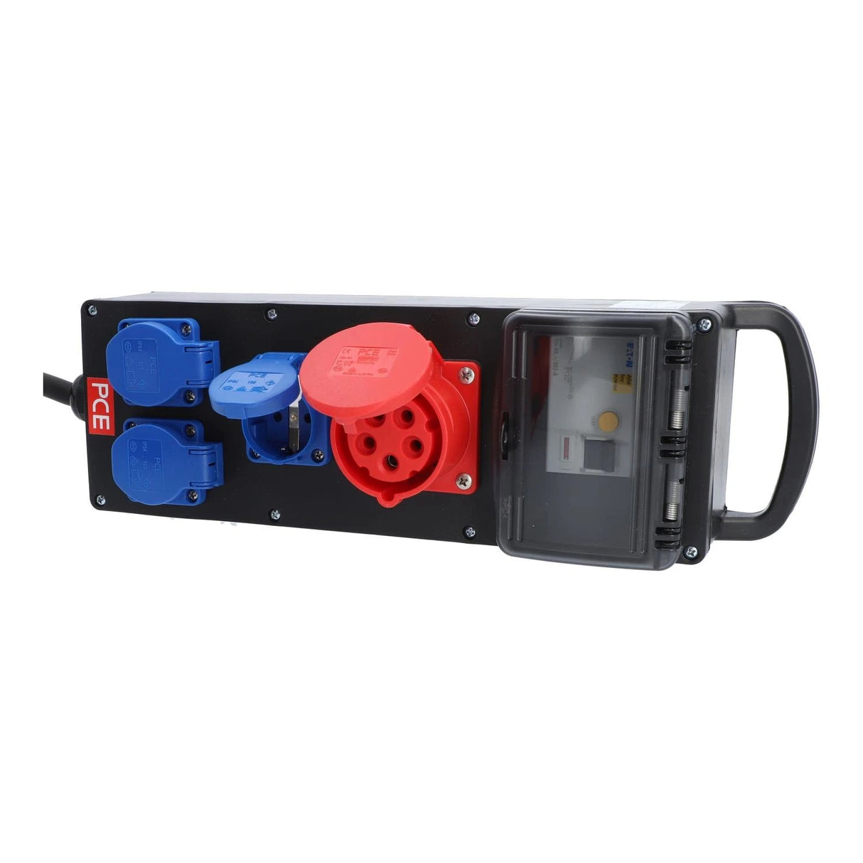 Mobile distributor solid rubber series STEYREGG Model 1, 400V 16A, IP54 with residual current device