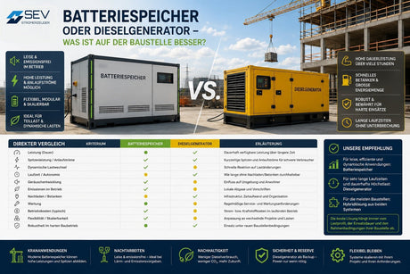Batteriespeicher oder Dieselgenerator – was ist auf der Baustelle besser? - SEV