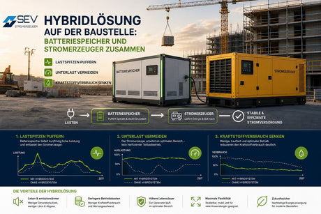 Hybridlösung auf der Baustelle: Batteriespeicher und Stromerzeuger zusammen - SEV