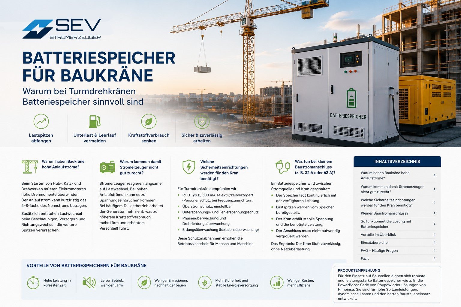 Batteriespeicher für Baukräne - SEV