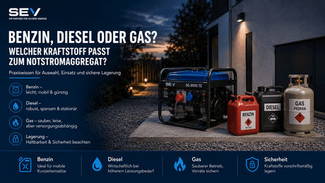 Benzin, Diesel, Gas? Welchen Kraftstoff für das Notstromaggregat? - SEV