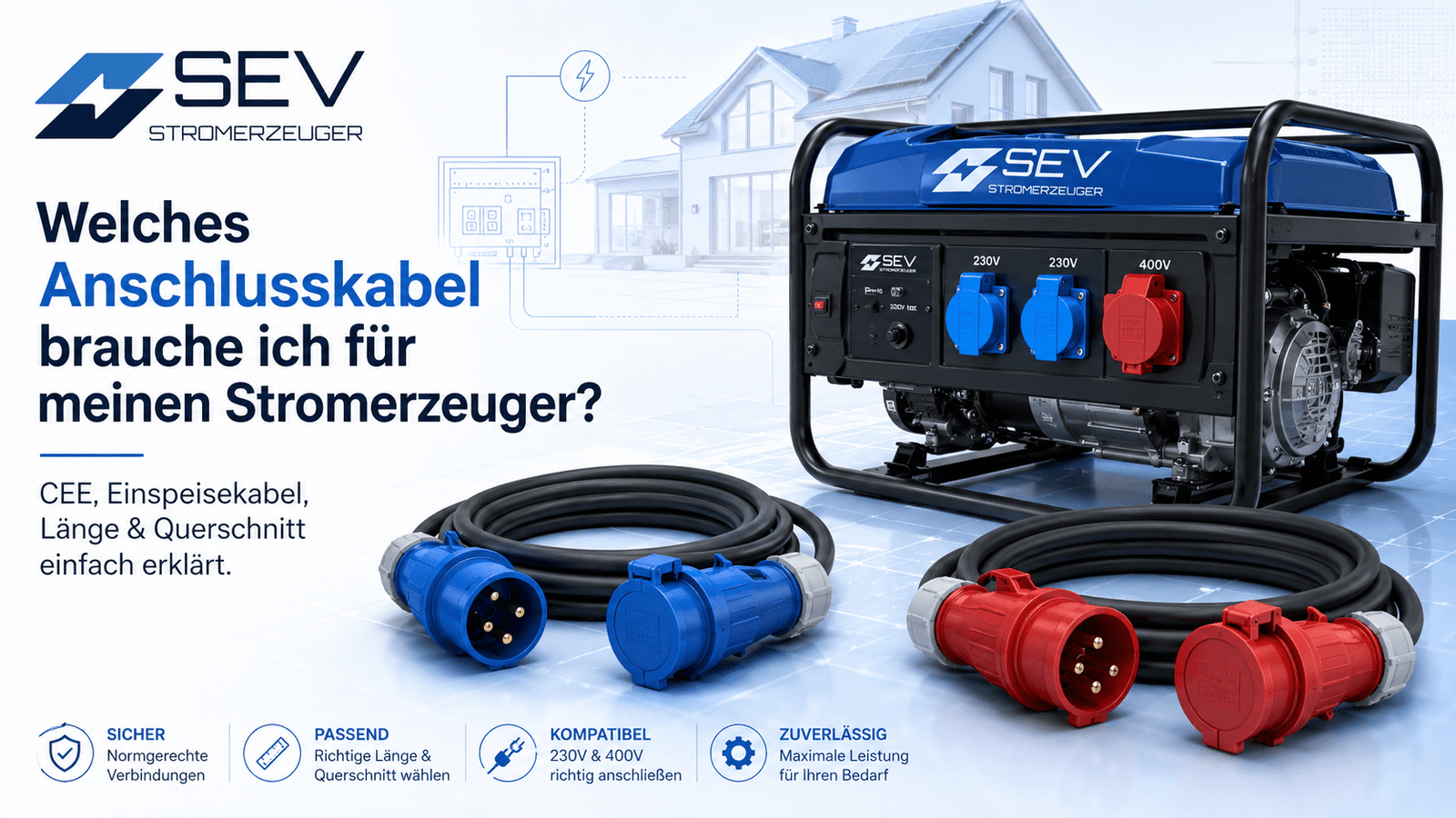 Welches Anschlusskabel brauche ich für meinen Stromerzeuger? - SEV