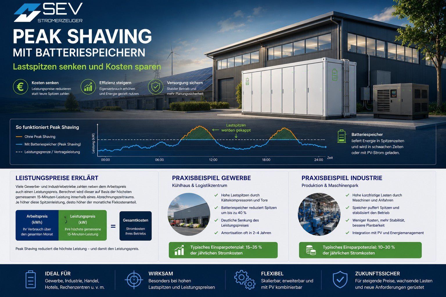 Peak Shaving mit Batteriespeichern – Lastspitzen senken und Kosten sparen - SEV