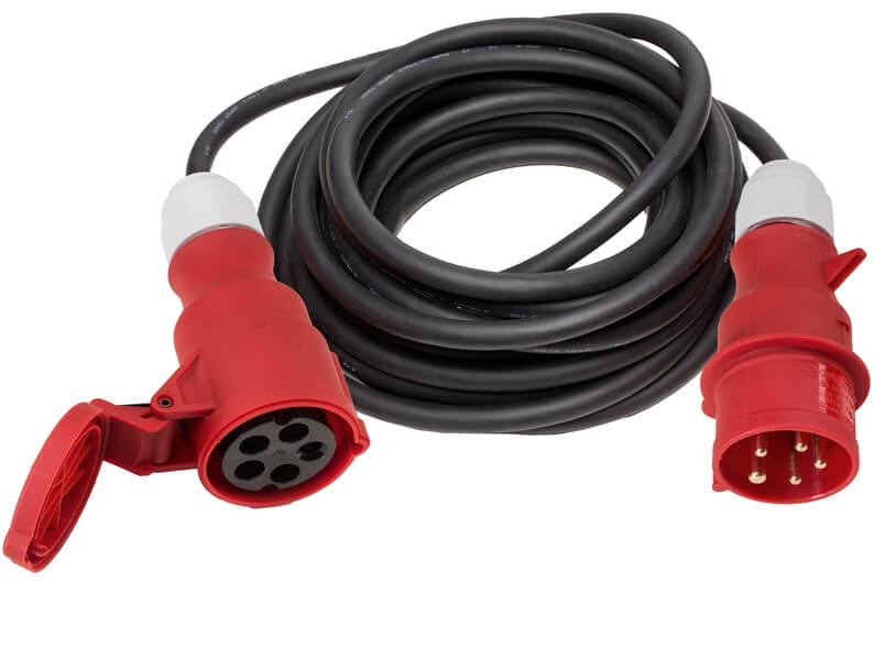 Câble D'extension CEE 400V 32A IP44 - 25 M, 5x4 Mm², Caoutchouc Résistant à L'huile Pour Extérieur