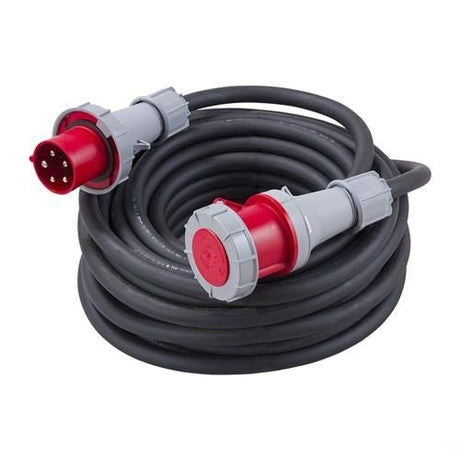 Verlängerungskabel CEE 400V 63A 16,0mm², Stecker und Kupplung rot 6h - SEV