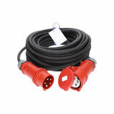 Verlängerungskabel CEE 400V 32A 6,0mm², Stecker und Kupplung rot 6h - SEV