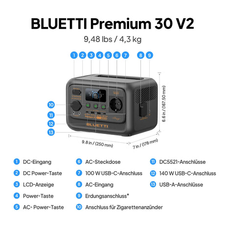 BLUETTI Premium 30 V2 Tragbare Powerstation I 600W 320Wh - SEV