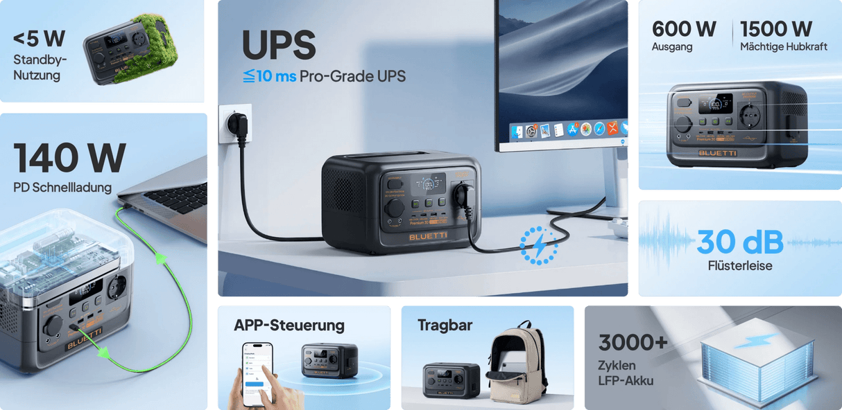 BLUETTI Premium 30 V2 Tragbare Powerstation I 600W 320Wh - SEV
